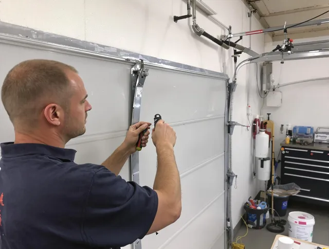 Before and after garage door dent repair by Beverly Hills Garage Door Repair in Beverly Hills