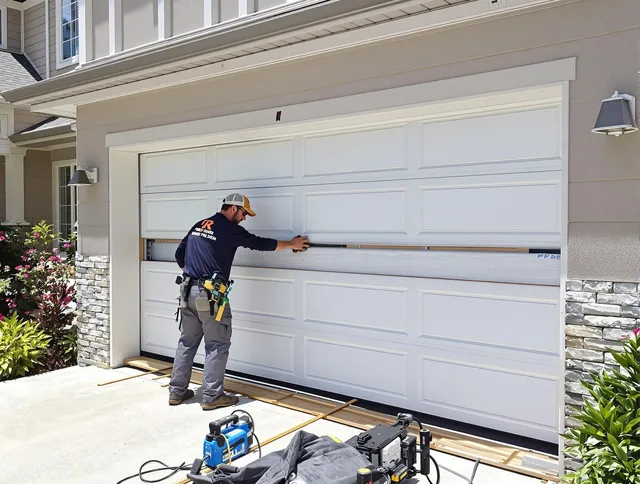 Beverly Hills Garage Door Repair team performing complete garage door replacement at Beverly Hills residence
